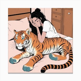 Tiger And Girl Canvas Print