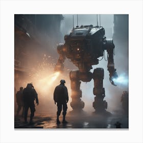 Giant Robot In A City 1 Canvas Print