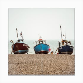 Beer Fishing Boats Square Canvas Print