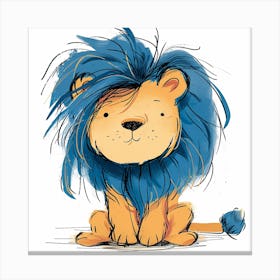 Lion With Blue Hair Canvas Print