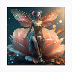 Fairy On A Flower Canvas Print