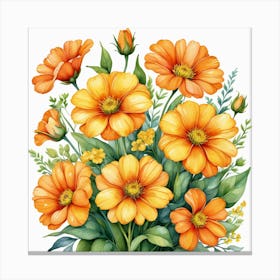 Vibrant bouquet of orange and yellow flowers Canvas Print