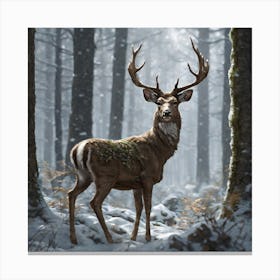 Deer In The Woods 37 Canvas Print