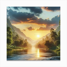 Sunset In The Jungle Canvas Print