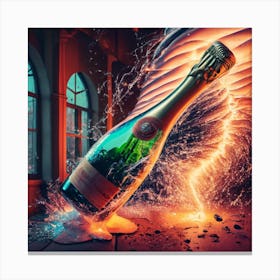 Champagne Bottle Explosion Canvas Print