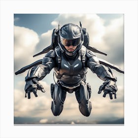 Futuristic Man Flying In Space Canvas Print
