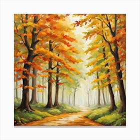 Forest In Autumn In Minimalist Style Square Composition 114 Canvas Print