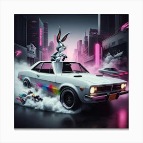 Bugs Bunny Rat Race Neon Canvas Print