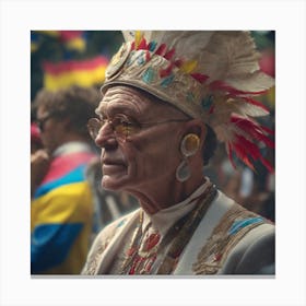 Man In Feathers 1 Canvas Print