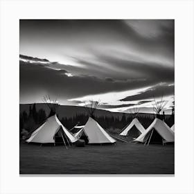 Teepees At Sunset 3 Canvas Print