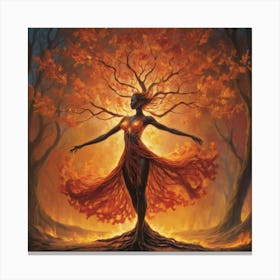 Fire Tree Dance Art Print 3 Canvas Print