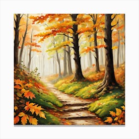 Forest In Autumn In Minimalist Style Square Composition 321 Canvas Print