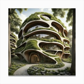 Futuristic House In The Woods Canvas Print