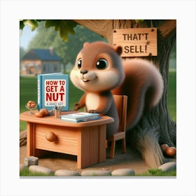 Squirrel selling a Book 1 Canvas Print