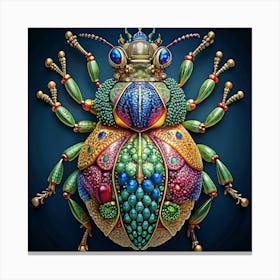 Colorful Jewel Encrusted Beetle 3d Illustration Canvas Print