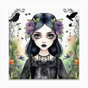 cute whimiscal gothic girl 2 Canvas Print