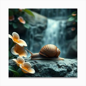 Snail On A Rock Canvas Print