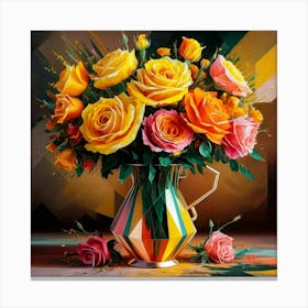 'Roses In A Vase' 1 Canvas Print