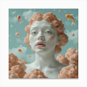 Asian Girl With Goldfish Canvas Print