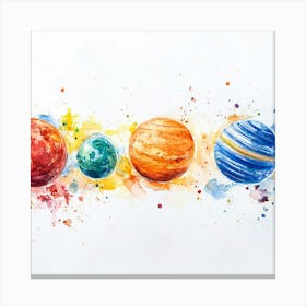 Watercolor Planets Canvas Print