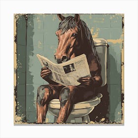 Horse Reading Newspaper 3 Canvas Print