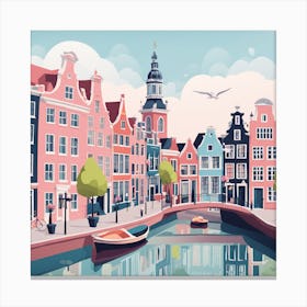 Amsterdam City Low Poly (1) Canvas Print