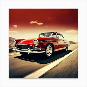 Road Street Fast Transport Speed Auto Wheel Drive Red White Vehicle Car Transportation (4) Canvas Print