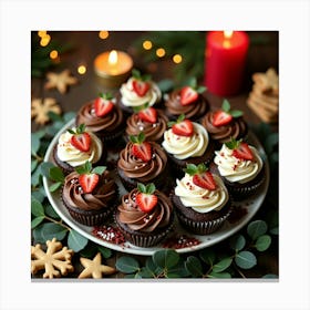 Flux Dev A Vibrant And Inviting Christmas Dessert Arrangement 3 Canvas Print