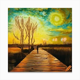 Serene Sunset Over A Marshland Canvas Print