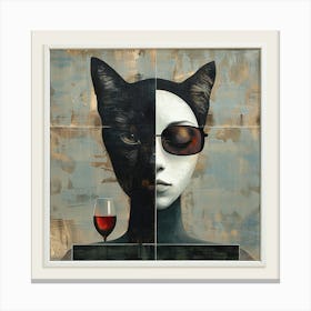 Cat And Wine Canvas Print