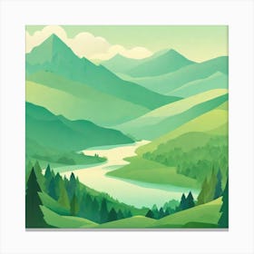 Misty mountains background in green tone 76 Canvas Print