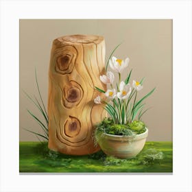 Crocuses In A Pot Canvas Print