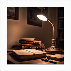 Lamp On A Desk Canvas Print