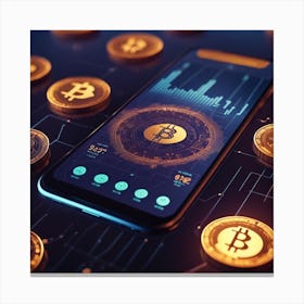Bitcoins On A Smartphone Canvas Print