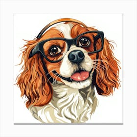 Portrait Of A Dog Wearing Glasses 1 Canvas Print