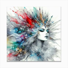 Woman With A Colorful Head Canvas Print