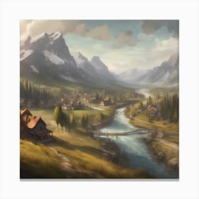 Village In The Mountains Canvas Print