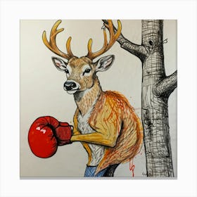 Boxing Deer 2 Canvas Print