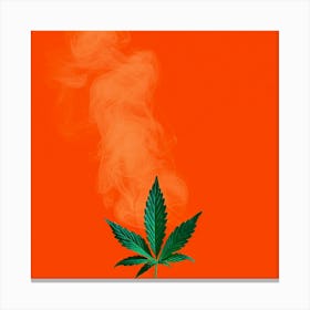 Marijuana Leaf On Orange Background Canvas Print