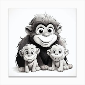 Family Of Gorillas Canvas Print