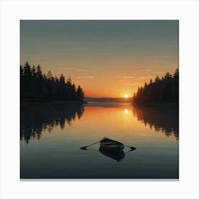 Canoe On A Lake Canvas Print