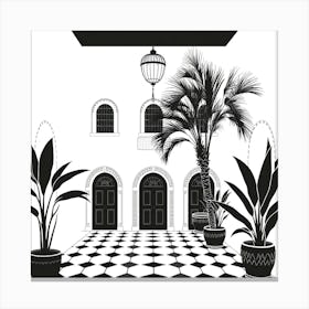 Courtyard With Palm Trees Canvas Print