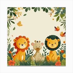 Cute Lions In The Jungle Canvas Print