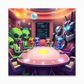 Aliens Meeting Canvas Print