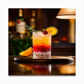 Cocktail On A Wooden Table Canvas Print