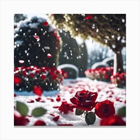 A Covering of Snow in the Rose Garden Canvas Print