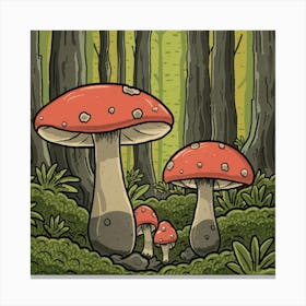 Mushroom In The Forest 4 Canvas Print