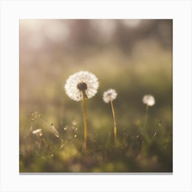 A Blooming Dandelion Blossom Tree With Petals Gently Falling In The Breeze Canvas Print