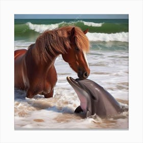 Horse And Dolphin Canvas Print