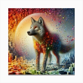 Abstract, wolf of cubes 3 Canvas Print